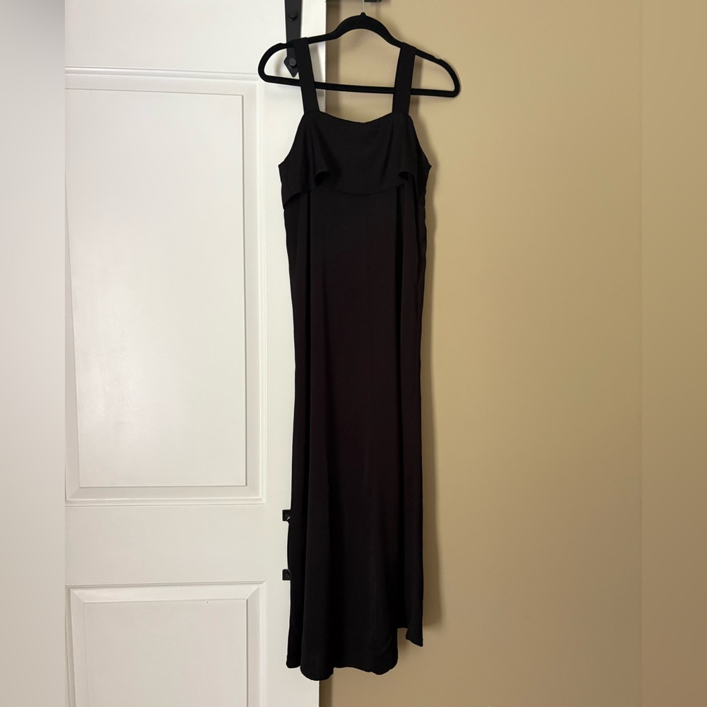 Banana Republic Black Sheath Maxi Dress Square Neck Sleeveless size XS